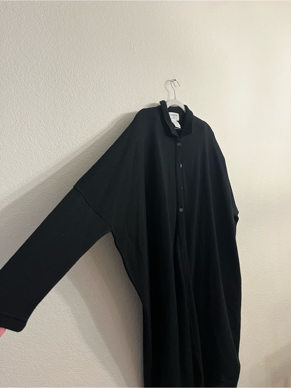 Vintage Oversized Black Trench Coat with Button Front
